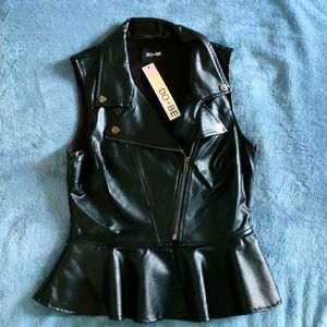 Black Faux Leather Peplum Vest NWT
